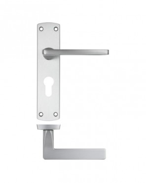 Door Handles Stanza Leon Euro Profile Lock on Backplate Satin Chrome ZPA011EP-SC