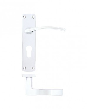 Door Handles Stanza Toledo Euro Profile Lock on Backplate Polished Chrome ZPA031EP-CP