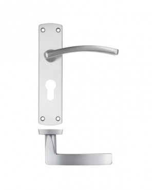 Door Handles Stanza Toledo Euro Profile Lock on Backplate Satin Chrome ZPA031EP-SC