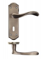 Zoo Door Handles Asti Lever Lock on Backplate PR061FB Florentine Bronze 19.84