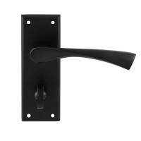 Serozzetta Venti Lever Bathroom Lock Door Handles on Plate SZR023MB Matt Black 18.24