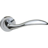 Mediterranean Ancon Door Handles on Rose M-77-CP Polished Chrome 25.89