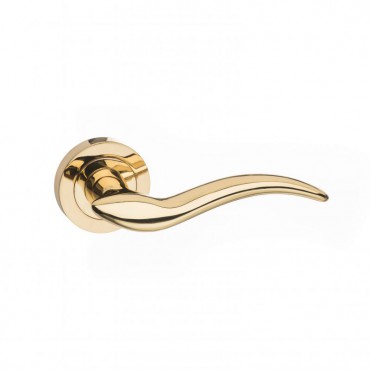 Mediterranean Barcelona Door Handles on Rose M-86-BP Polished Brass Plated