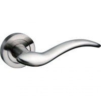 Mediterranean Barcelona Door Handles on Rose M-86-SN Satin Nickel 25.75