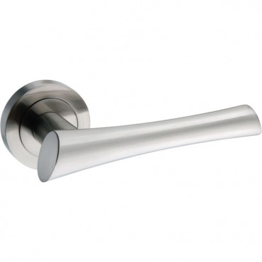 Mediterranean Corsica Door Handle on Rose M-60-SN Satin Nickel