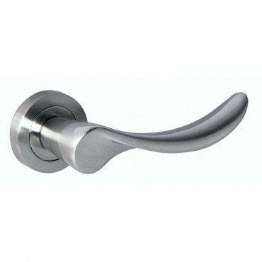 Mediterranean Malaga Door Handle on Rose M-27-SN Satin Nickel