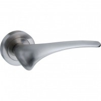 Mediterranean Marseille Door Handles on Rose M-70-SN Satin Nickel 28.59
