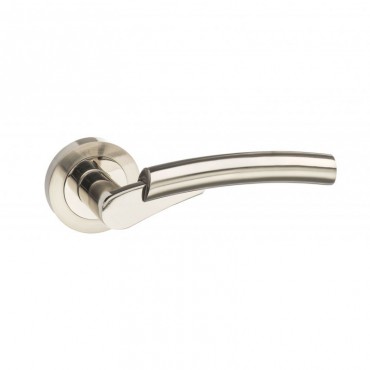 Mediterranean Messina Door Handles on Rose M53SNNP Satin Nickel / Polished Nickel