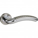 Mediterranean Monaco Door Handles on Rose M-78-SN/CP Satin Nickel / Polished Chrome 25.89