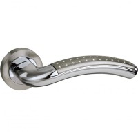 Mediterranean Monaco Door Handles on Rose M-78-SN/CP Satin Nickel / Polished Chrome 25.14