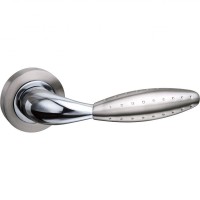 Mediterranean Oran Door Handles on Rose M-73-SN/CP Satin Nickel / Polished Chrome 25.89