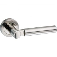 Mediterranean Palermo Door Handles on Rose M-63-SN/NP Satin Nickel / Polished Nickel 28.59