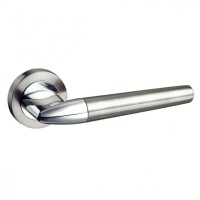 Mediterranean Toulon Door Handles on Rose M-191-SN/CP Satin Nickel / Polished Chrome 25.14