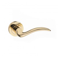 Mediterranean Valencia Door Handles on Rose M-85-BP Polished Brass Plated 28.59