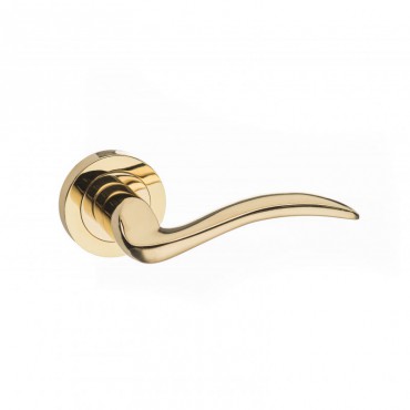 Mediterranean Valencia Door Handles on Rose M-85-BP Polished Brass Plated