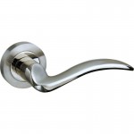 Mediterranean Valencia Door Handles on Rose M-85-SN/NP Satin Nickel / Polished Nickel 28.59