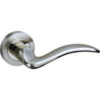 Mediterranean Valencia Door Handles on Rose M-85-SN/NP Satin Nickel / Polished Nickel 28.59