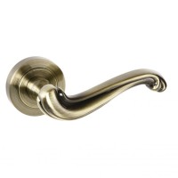 Old English Colchester Door Handles on Rose OE-177-AB Antique Brass 41.19