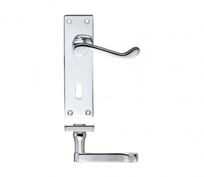 Project Door Handles Victorian Scroll Lock Polished Chrome