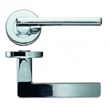 Zoo Door Handles Leon Lever on Push on Rose Polished Chrome