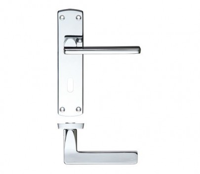 Zoo Door Handles Leon Lever Lock on Backplate Polished Chrome