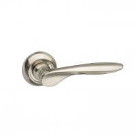 Mediterranean Malta Door Handles on Radius Rose MC25SN Satin Nickel 25.89