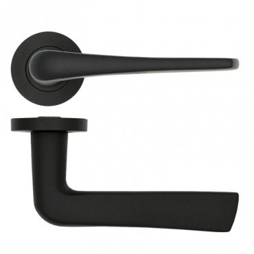 Door Handles Rosso Tecnica Como Lever on Round Rose RT020PCB Powder Coated Black