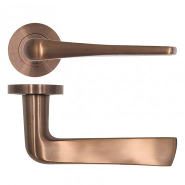 Door Handles Rosso Tecnica Como Lever on Round Rose RT020PVDBZ Satin Bronze