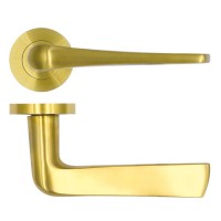 Door Handles Rosso Tecnica Como Lever on Round Rose RT020PVDSB Satin Brass 33.02