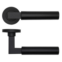 Door Handles Rosso Tecnica Garda Lever on Round Rose RT050PCB Powder Coated Black 37.65