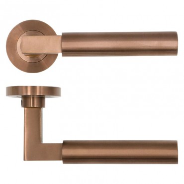 Door Handles Rosso Tecnica Garda Lever on Round Rose RT050PVDBZ Satin Bronze