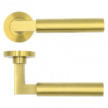 Door Handles Rosso Tecnica Garda Lever on Round Rose RT050PVDSB Satin Brass