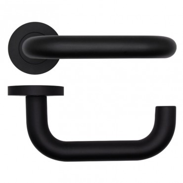 Door Handles Rosso Tecnica Maggiore Lever on Round Rose RT030PCB Powder Coated Black