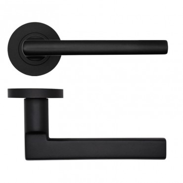 Door Handles Rosso Tecnica Varese Lever on Round Rose RT040PCB Powder Coated Black