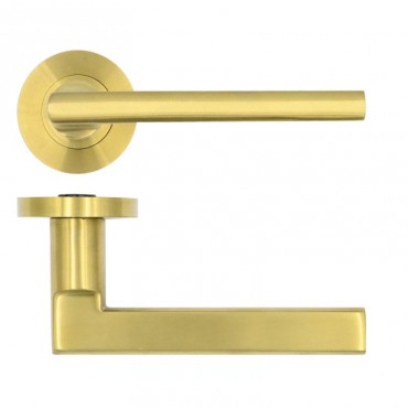 Door Handles Rosso Tecnica Varese Lever on Round Rose RT040PVDSB Satin Brass