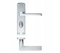 Zoo Door Handles Leon Bathroom Lock on Backplate Satin Chrome