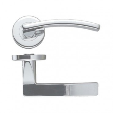 Zoo Door Handles Toledo Lever on Push on Rose Satin Chrome