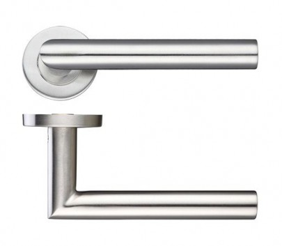 Zoo ZCS2010SS 19mm Mitred Lever on Rose Door Handles G201 Satin Stainless Steel