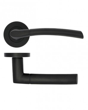 Door Handles Stanza Andorra Lever on Round Rose Matt Black ZPA100-MB