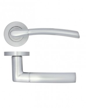 Door Handles Stanza Andorra Lever on Round Rose Satin Chrome ZPA100-SC