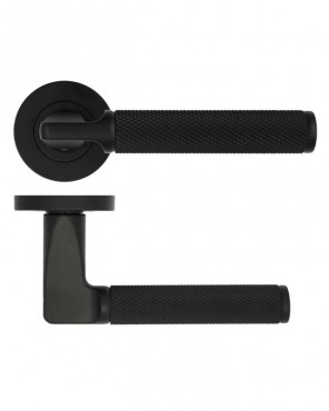 Door Handles Stanza Bilbao Lever on Round Rose Matt Black ZPA090-MB