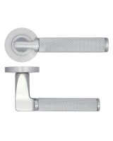 Door Handles Stanza Bilbao Lever on Round Rose Satin Chrome ZPA090-SC 20.25