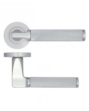 Door Handles Stanza Bilbao Lever on Round Rose Satin Chrome ZPA090-SC