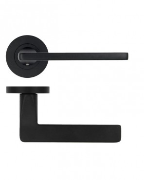 Door Handles Stanza Leon Lever on Round Rose Matt Black ZPA010-MB