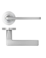 Door Handles Stanza Leon Lever on Round Rose Satin Chrome ZPA010-SC 11.46