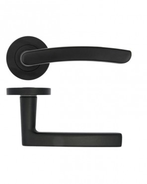 Door Handles Stanza Santiago Lever on Round Rose Matt Black ZPA020-MB