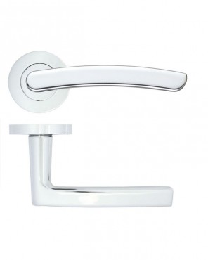 Door Handles Stanza Santiago Lever on Round Rose Polished Chrome ZPA020-CP