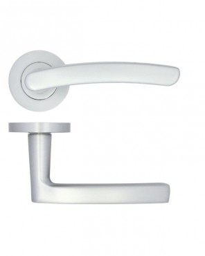 Door Handles Stanza Santiago Lever on Round Rose Satin Chrome ZPA020-SC