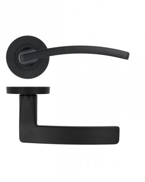 Door Handles Stanza Toledo Lever on Round Rose Matt Black ZPA030-MB