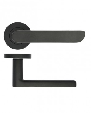 Door Handles Stanza Valencia Lever on Round Rose Matt Black ZPA040-MB